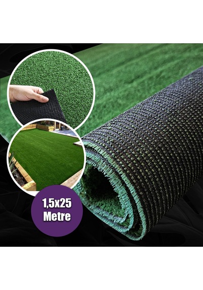 7 Mm Çim Halı 1,5x25 Metre Suni Dekoratif Çim Halı Kaydırmaz Tabanlı Yapay Çim Paspası