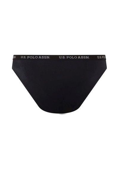 U.S. Polo Assn. Kadın Siyah Kalın Kenarlı Lastikli Bikini Alt Siyah