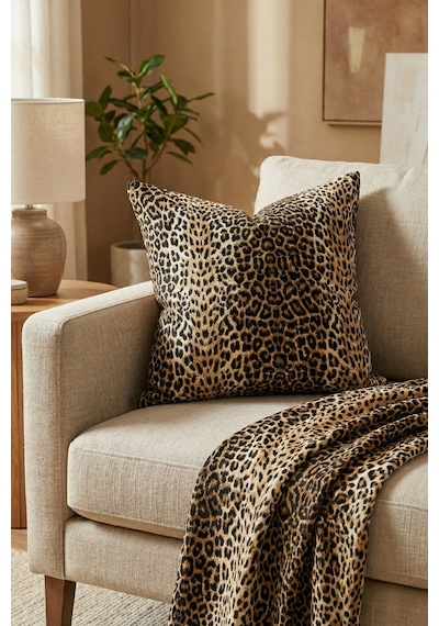 %100 Pamuk Kahve Leopar Poplin Kumaş En: 240 Cm Nevresim, Çarşaf, Yastık Kılıfı, Elbise Ve Çanta Kahverengi