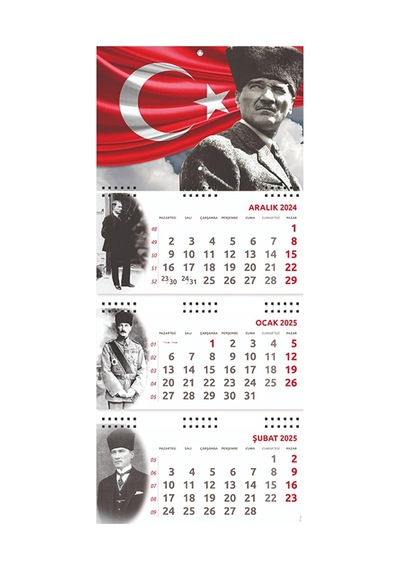2025 Atatu Rk Gemici Duvar Takvimi - Ayyıldız Çok Renkli