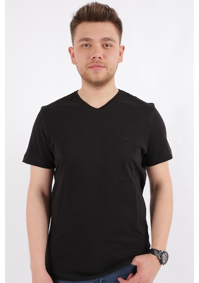 Cazador 4601 Erkek V Flamlı T-shirt 24YCEEO04601-R1534 Siyah