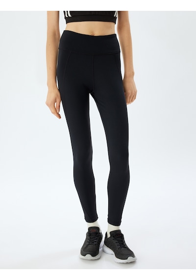 Koton Spor Tayt Normal Bel Dikiş Detaylı Skinny Fit Siyah 4sak40065nk Siyah