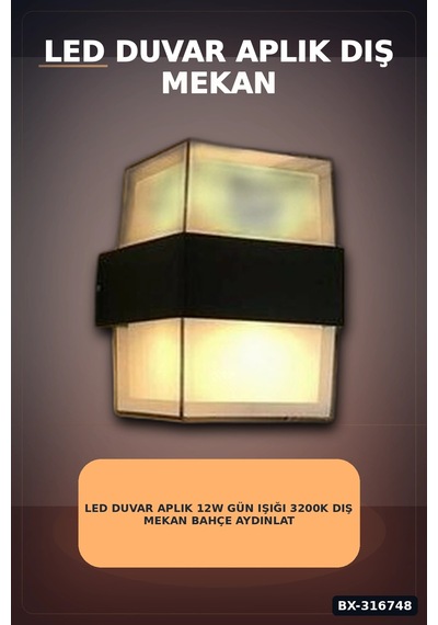 Led Duvar Aplik 12w Gün Işığı 3200k Dış Mekan Bahçe Aydınlatması Ip54 1 Adet Bx-316748 Rekli