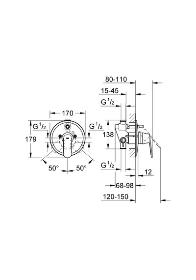 Grohe Eurosmart Cosmo Ankastre Banyo Bataryası Ve Iç Set Krom