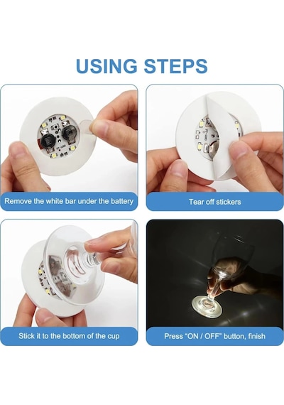 Işıklı Yapışkanlı Bardak Altı Aparatı Ledli 3 Modlu 6 Cm Çap 1 Adet 2 Yaş Mavi