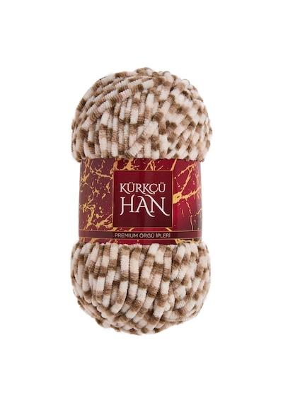 Kürkçü Han Kadife 100gr 95mt Örgü İpi Kahve-vizon Mix
