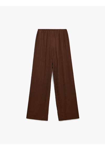 Koton Beli Lastikli Bürümcük Düz Paça Pantolon Kahverengi 5sal40128ıw Kahve