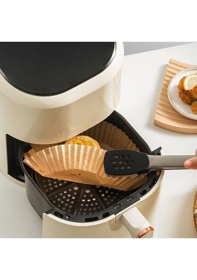 50 Adet 20 Cm Air Fryer Pişirme Kağıdı Tek Kullanımlık Yağ Geçirmez Yuvarlak Tabak Model Pvc