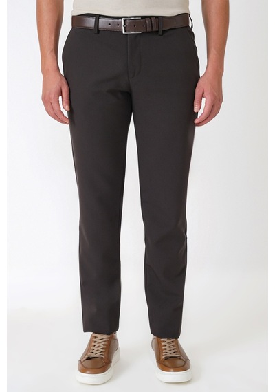Comfort Fit Yan Cepli Esnek Pamuklu Kahverengi Pantolon P 1234