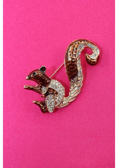 Zirkon Taşlı Sincap Broş. Yaka İğnesi Kelebek Broş. Taşlı Broş. Kadın Broş, Erkek Broş. Sincap Broş. Gold
