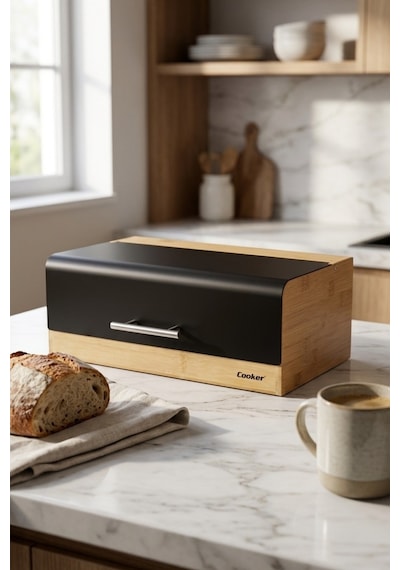 Cooker Viona Metal Kapaklı Bambu Ekmek Kutusu Ckr4540 Siyah