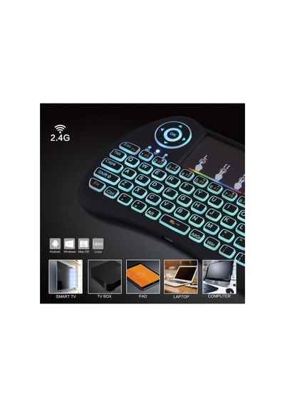 Kablosuz Şarjlı Mini Türkçe Q Klavye Smart Tv Ps3 Dokunmatik Mouse