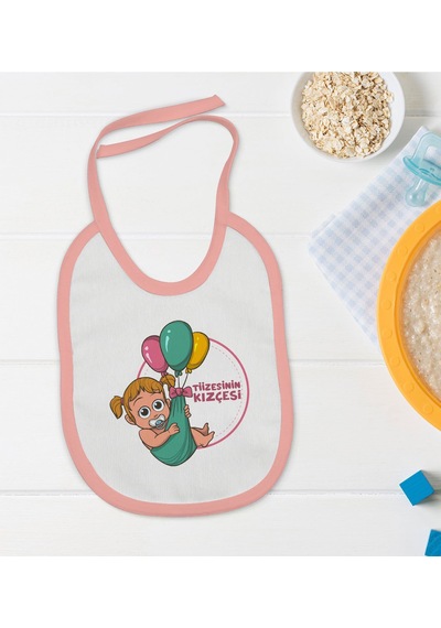 BK Kids Tiizesinin Kızçesi Tasarımlı Pembe Bebek Mama Önlüğü-1 Pembe