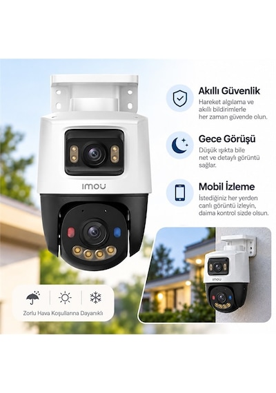Imou Ipc Ps70fp 8m0 Cruiser Dual 8mp Çift Lens Poe Renkli Gece Görüşlü Dış Mekan Ip Pt Kamera