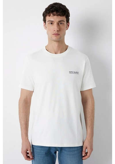 Mavi M0613533-70057 Mavi Black Baskılı T-shirt Erkek Tişort Beyaz