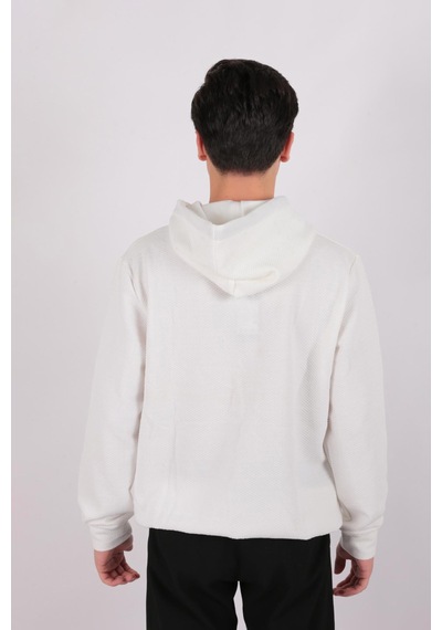 Five Pocket Fp24b2124 Erkek Kapşonlu Kanguru Cepli Sweatshirt Off White