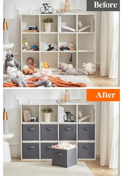 5'li Dolap Içi Düzenleyici , Çamaşır Oyuncak Saklama Kutusu Sepet Organizer 33x30x30 Gri