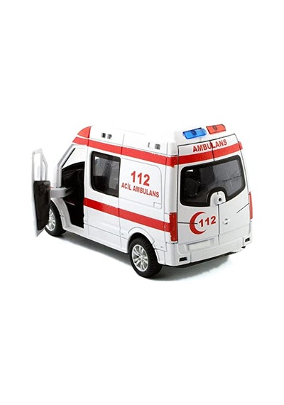 Apera Ap-27 Mercedes Sprinter Minibüs Diecast Metal Çek Bırak Işıklı Siren Sesli 14 Cm Ambulans