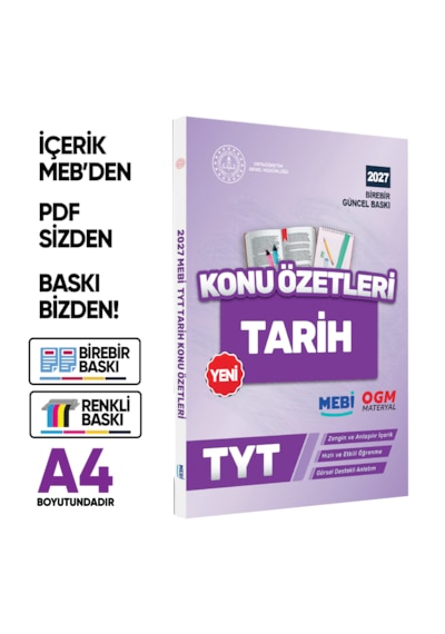 2027 Yks-tyt Mebi-ogm Pratik Konu Özet Kitap Seti Renkli A4 Boyut Görsel Destekli Baskı Ücreti