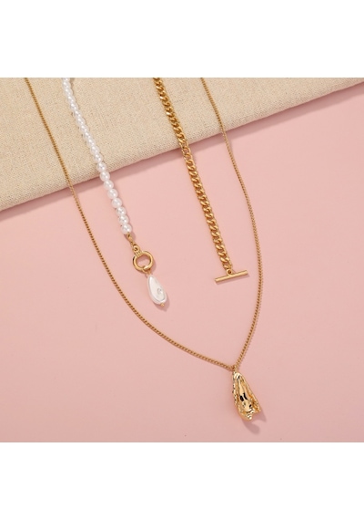 Chavin 2 Katmanlı Yapay Incil Gold Alloy Kadın Zincir Kolye En22 Altın