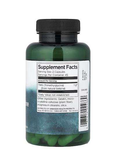 Swanson Tmg Trimethylglycine Betaine Anhydrous Liver Health 500 Mg 90 Capsules Aromasız