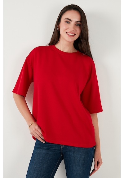 Lela Streç Oversize Fit Bisiklet Yaka Bayan T Shirt 5865911 Kırmızı Lela Streç Oversize Fit Bisiklet Yaka Bayan T Shirt 5865911 Kırmızı
