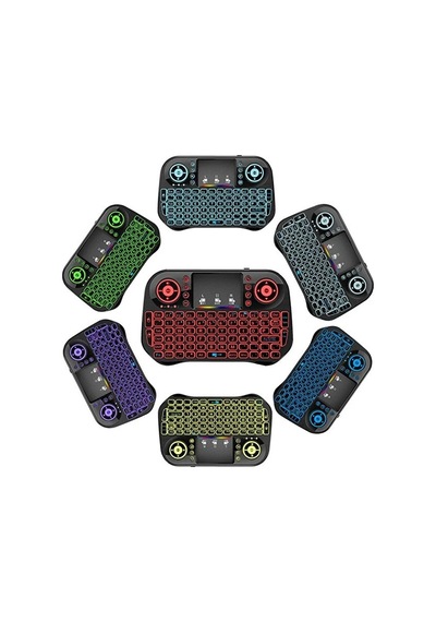 Zk-08 Rgb Işıklı Mini Kablosuz Klavye Touchpad Bluetooth Ve 2.4g Smart Tv Kumandası