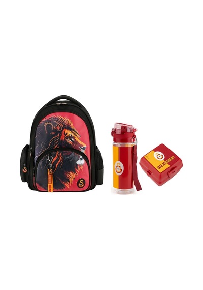 Taraftar Galatasaray Çanta+ Suluk+ Beslenme Kabı Set 10 Çok Renkli
