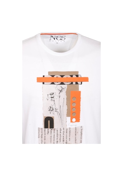 Erkek Tişört Bisiklet Yaka Beyaz Slim Fit Baskılı T-shirt Ncs Jeans 1228-beyaz Beyaz