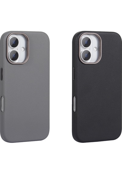 Apple Uyumlu iPhone 16 Plus Kılıf M-safe Şarj Özellikli Pu Deri Zore Adora Kapak Gri
