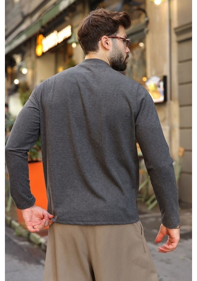 Madmext Antrasit Yarım Balıkçı Yaka Slim Fit Erkek Sweatshirt E7202