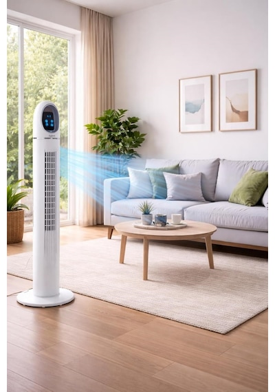 Auhma Acfn06 Kule Tipi Vantilatör 45w Uzaktan Kumandalı Sessiz Vantilatör Dokunmatik Led Ekranlı 3 Modlu