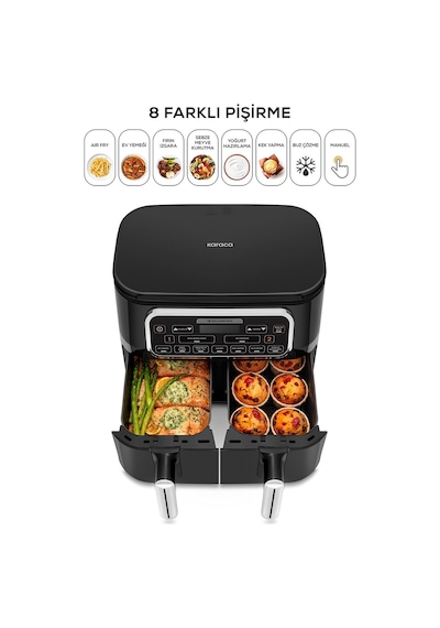Karaca Air Pro Cook Duo Ev Yemeği Xxxl 8 Kişilik Airfryer 4 + 4 L