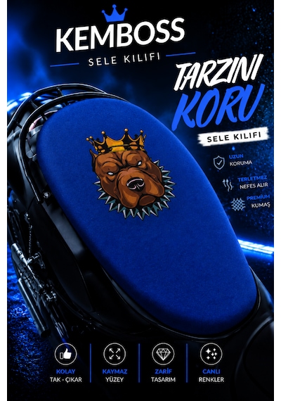 Mavi Köpek Desenli Motosiklet Sele Kılıfı