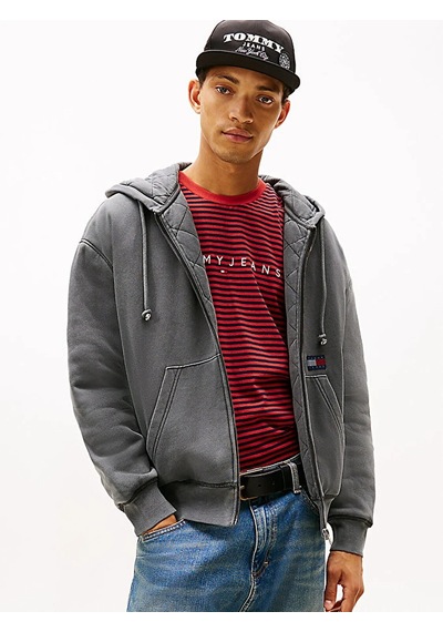 Tommy Hilfiger Tjm 90s Quılt New Classıcs Fz Erkek Siyah Sweatshirt - Dm0dm22364 Siyah