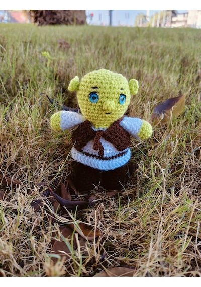 Shrek Amigurumi Örgü Oyuncak - Çizgi Film Karakteri Hediyelik Figür 12 Cm
