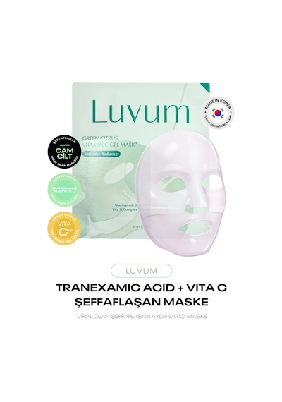Şeffaflaşan Jel Kore Maske Luvum Green Citrus Vitamin C Gel Mask
