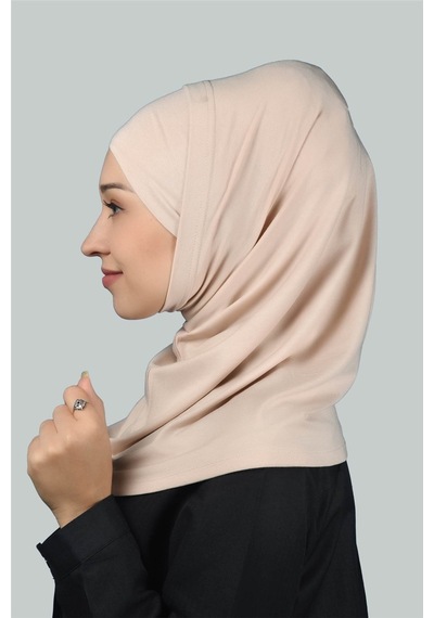 Altobeh İkili Set Pratik Eşarp Hazır Türban ve Hijab Tesettür Bonesi - Bej