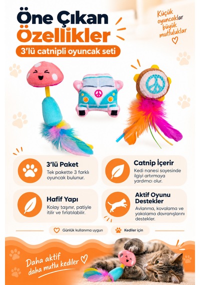 Petstages Festival Catnipli Kedi Çiğneme Oyuncağı 3' Lü Paket