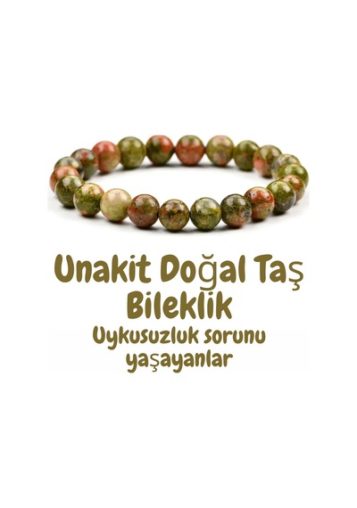 Unakit Doğal Taş Bileklik 8 Mm Uykusuzluk Sorunu Yaşayanlar Aa Kalite Çok Renkli