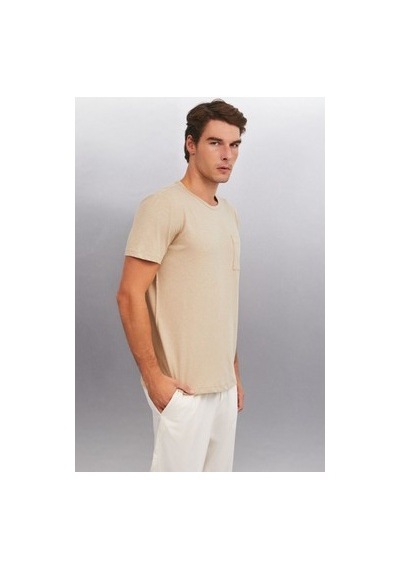 5in1Canpolat Bej Renk Erkek Oversize T-shirt Modası 750
