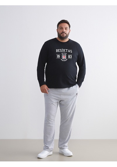 Lc Waıkıkı Siyah Büyük Beden Beşiktaş Baskılı Erkek Pijama Takımı