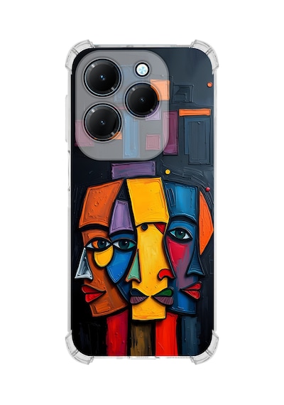 Printify Infinix Hot 40 İle Uyumlu Şeffaf Silikon Kılıf Uv Baskılı Esnek Tpu Kapak Totem Face No2