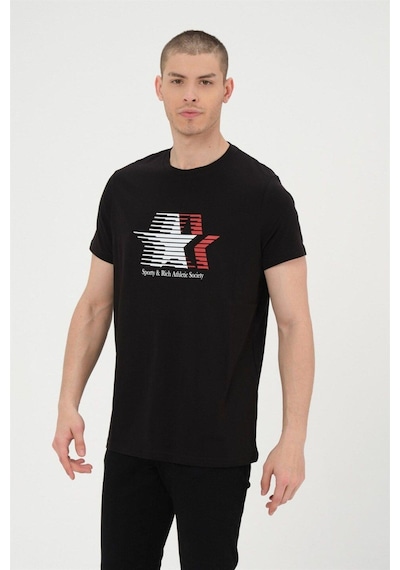 Rich Erkek Basic T-shirt %100 Pamuk Tişört SIYAH