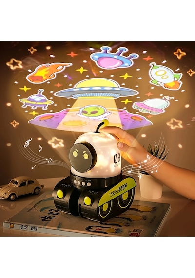 Çocuklar İçin Eğitici Eğlenceli Robot Figür Projektör Gece Lambası Uyku Arkadaşı Diğer