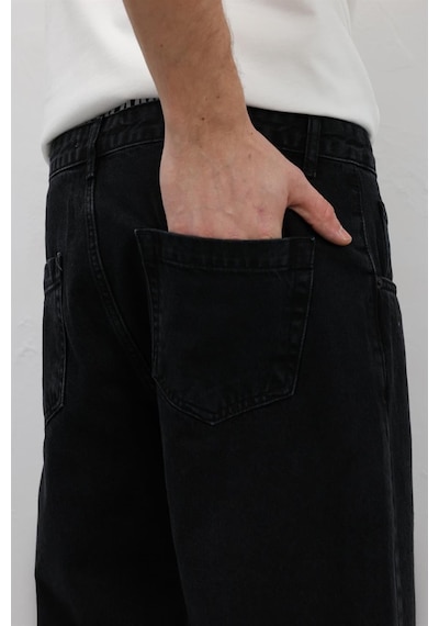 Vamos Dikiş Detaylı Relaxed Fit Jean Siyah