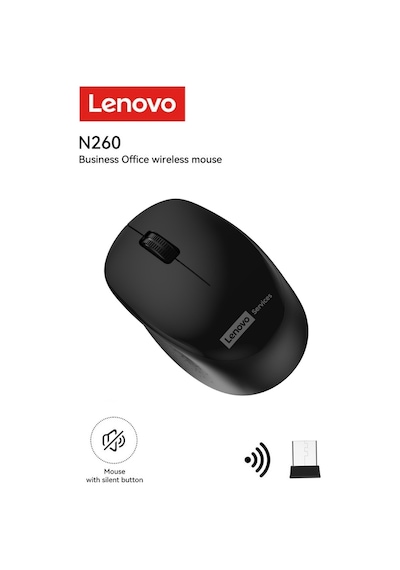 N260 Sessiz Kablosuz Mouse Siyah Usb Alıcılı Pil Dahil 870042253