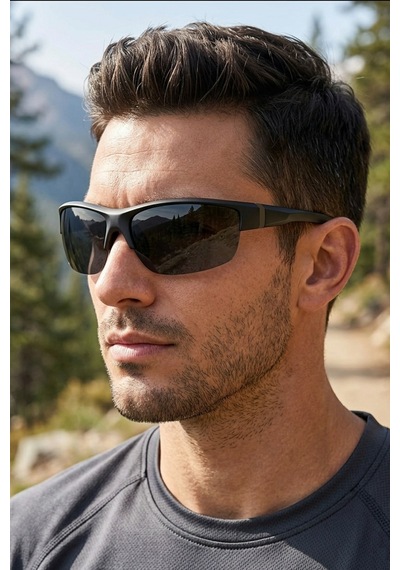 Di Caprio Dc3033gun Mat Siyah Yarım Çerçeve Oval Polarize Camlı Erkek Güneş Gözlüğü