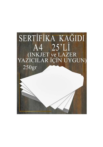 A4 Sertifika Kağıdı Kalın 25 Adet Gramajlı Fotokopi Kağıdı 250 Gr Tüm Yazıcılara Uyumlu 21x29.7