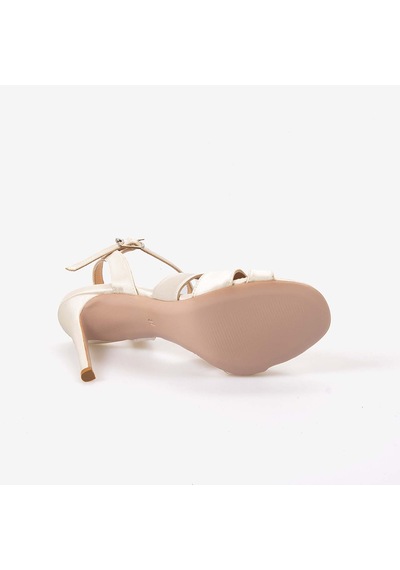 Hawen Angels Kadın Zarif Bilekten Bantlı Saten 12,5cm İnce Topuklu Gece & Abiye Ayakkabı 6564-249-v1 Off White Saten